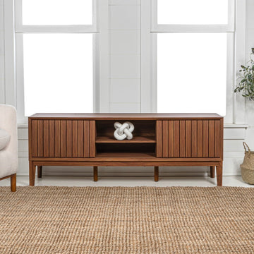 Gennaro 58 in. Farmhouse 3-Storage Sliding Door TV Stand Fits TVs up to 65 in. with Cable Management